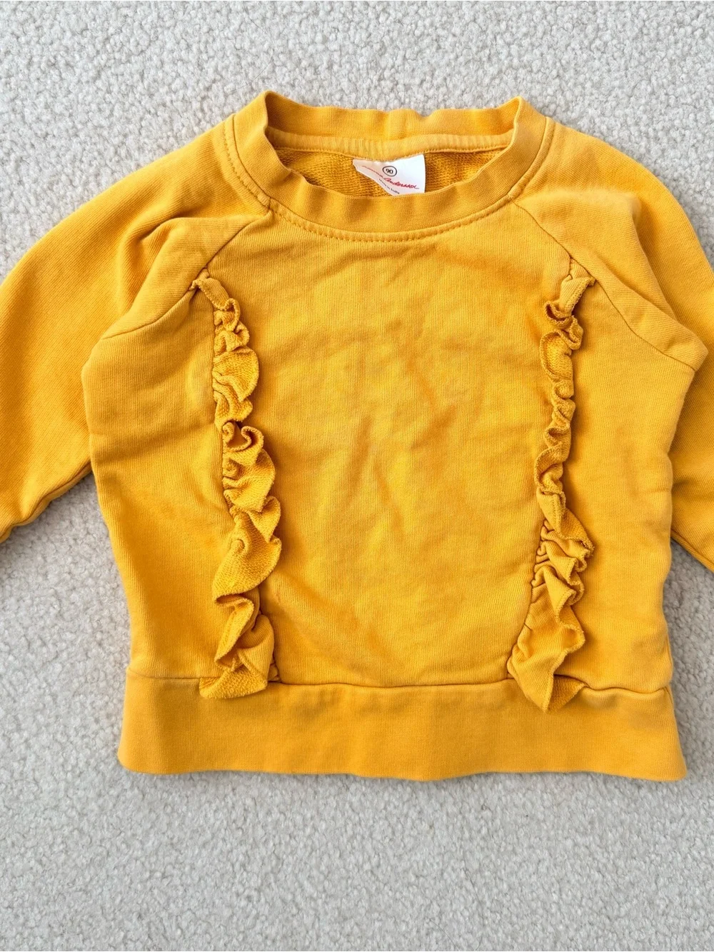 Hanna Andersson Girls' Yellow Ruffle All Play Sweatshirt In French Terry